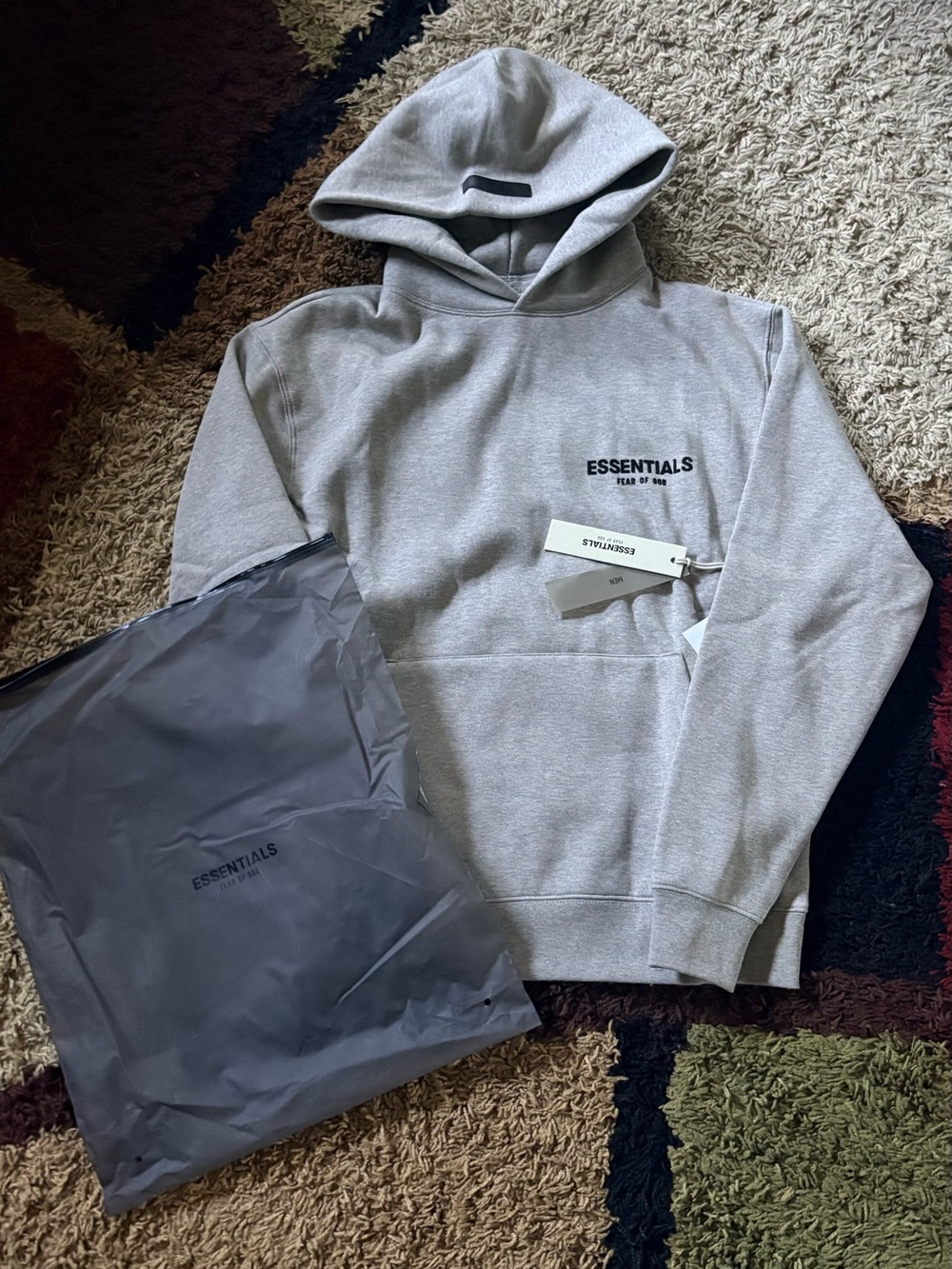 *1:1* FITS BIG ESSENTIALS Men’s Grey Pullover Hoodie with Chest Logo